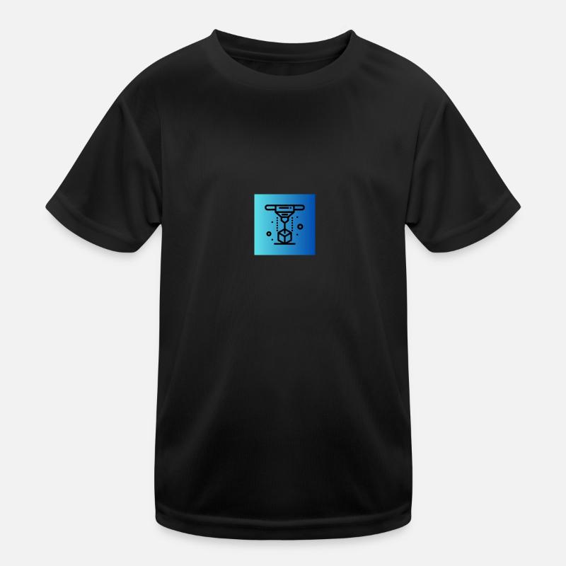 3D Druck - Kinder Funktions-T-Shirt - Schwarz