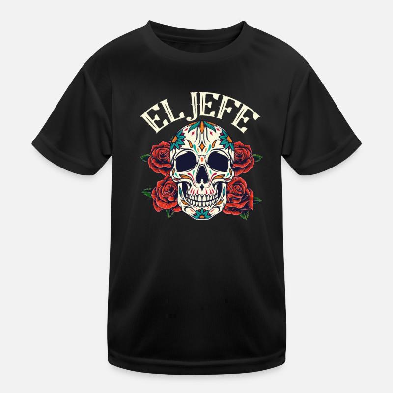 Dia De Los Muertos Chef Boss Totenkopf Mexiko Kinder Funktions-T-Shirt