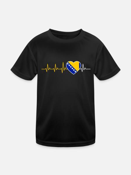 BOSNIA HEARTBEAT HERZEGOVINA BALKAN GIFT - Kids Functional T-Shirt - black - Front