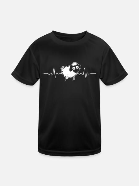 HEARTBEAT SHEEP LOVE SHEEP EKG GIFT - Kids Functional T-Shirt - black - Front