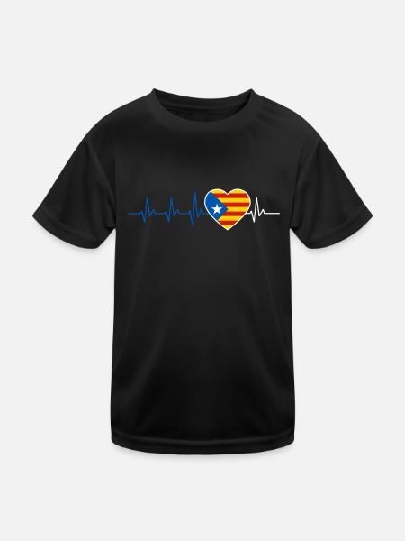 HEARTBEAT CATALONIA CATALAN FLAG GIFT - Kids Functional T-Shirt - black - Front
