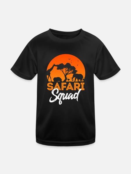 Safari - Kinder Funktions-T-Shirt - Schwarz - Vorne