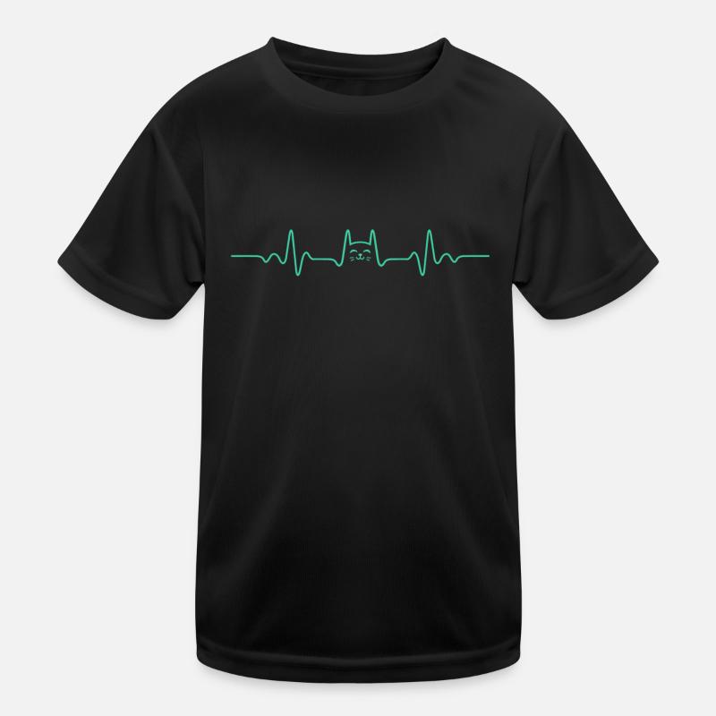 HERZSCHLAG KATZE KATZEN EKG KATZENGESICHT GESCHENK Kinder Funktions-T-Shirt