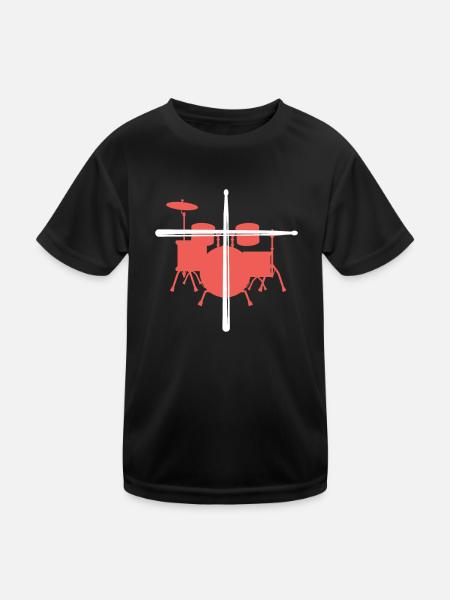 Drums Jesus Christ Drummer Gift - Kids Functional T-Shirt - black - Front