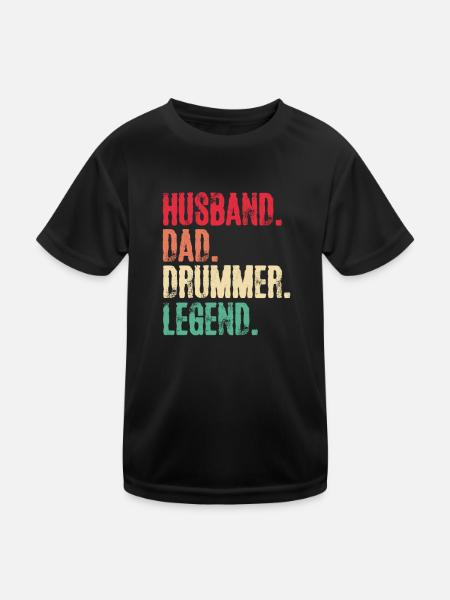 Batterie Père Mari Drummer Fête des Pères Cadeau - T-shirt sport Enfant - noir - Devant