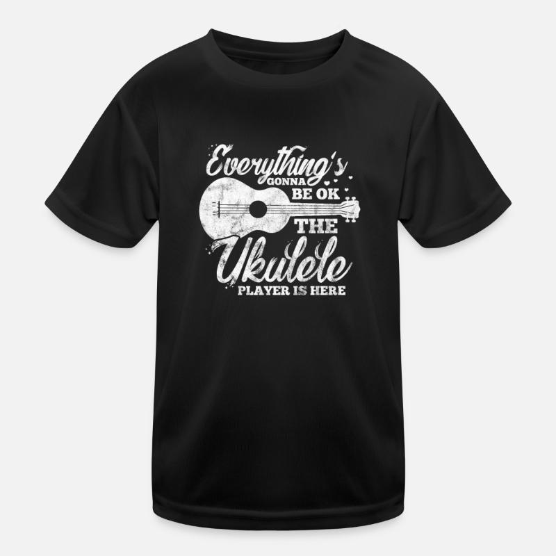 Ukulele - Kinder Funktions-T-Shirt - Schwarz