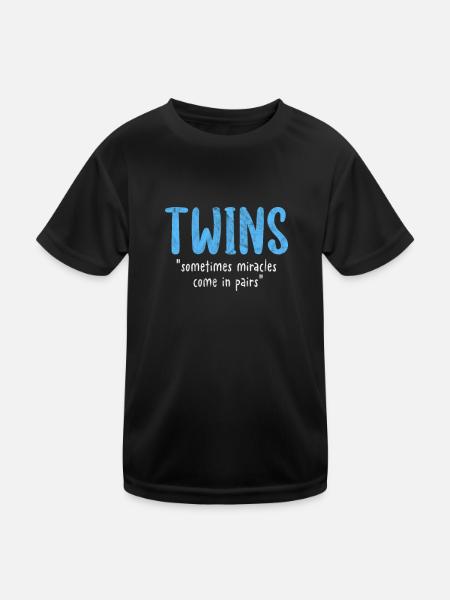 Zwillinge - Kinder Funktions-T-Shirt - Schwarz - Vorne