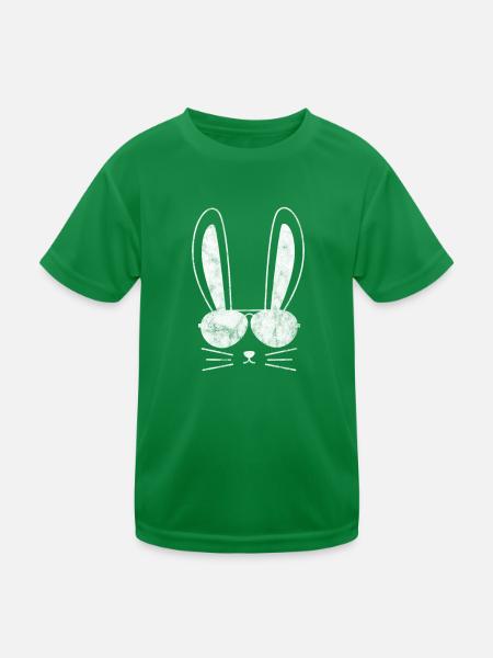 Rabbit Rabbit Easter Long-eared Gift - Kids Functional T-Shirt - kelly green - Front