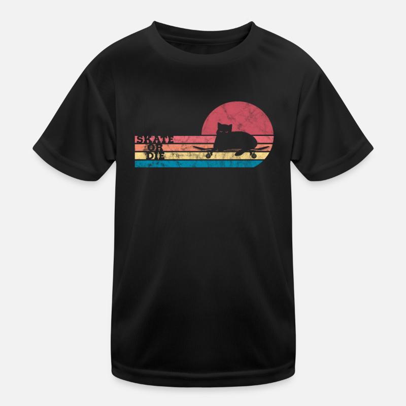 Skateboard Cat Skater Skate Skate Gift Kids Functional T-Shirt