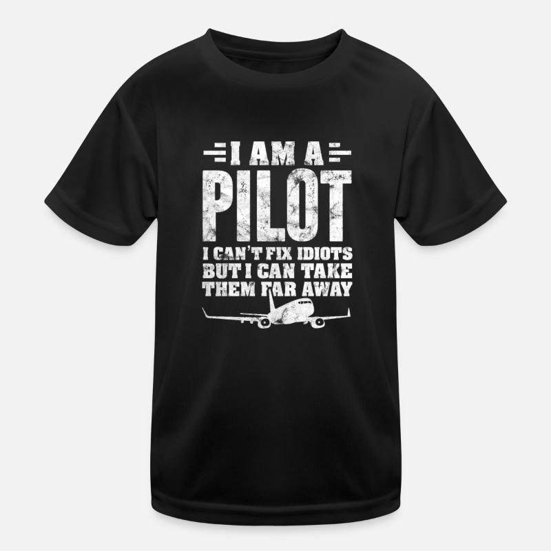 Pilot - Kinder Funktions-T-Shirt - Schwarz