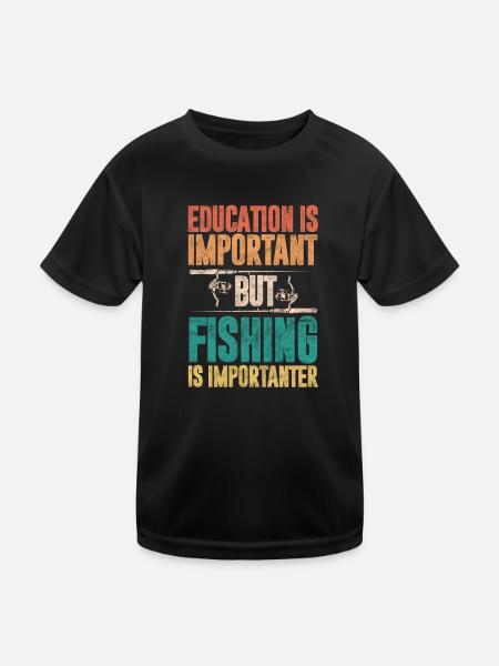 Angler - Kinder Funktions-T-Shirt - Schwarz - Vorne