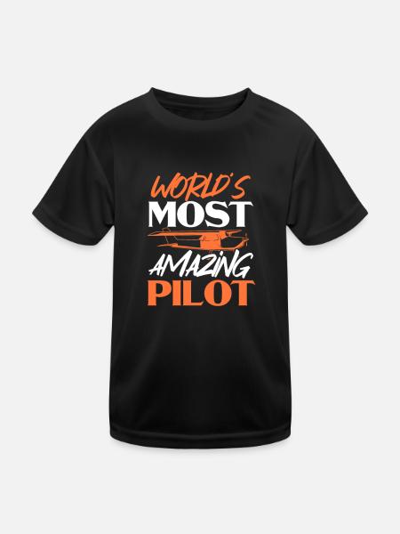 Pilot Flugzeug Fliegen Flieger Geschenk - Kinder Funktions-T-Shirt - Schwarz - Vorne