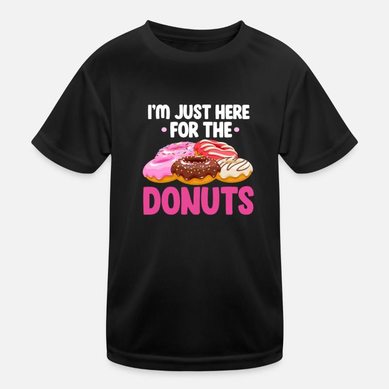 Donut Süssigkeiten Donuts Essen Bäcker Geschenk - Kinder Funktions-T-Shirt - Schwarz
