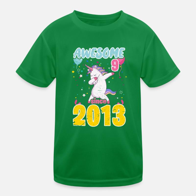 9. Geburtstag Einhorn Kinder Funktions-T-Shirt