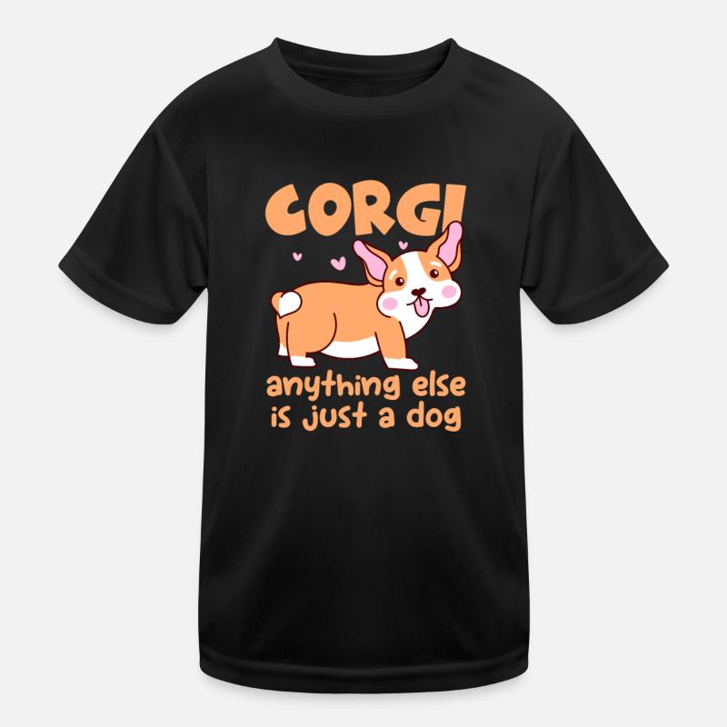Corgi - Kinder Funktions-T-Shirt - Schwarz