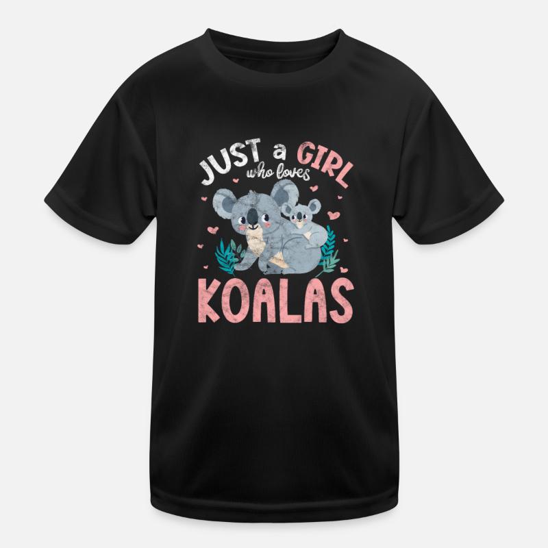 Koala Mädchen - Kinder Funktions-T-Shirt - Schwarz