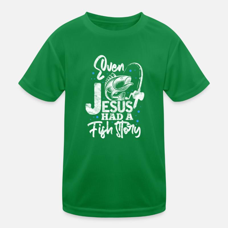 Angler Jesus Kinder Funktions-T-Shirt