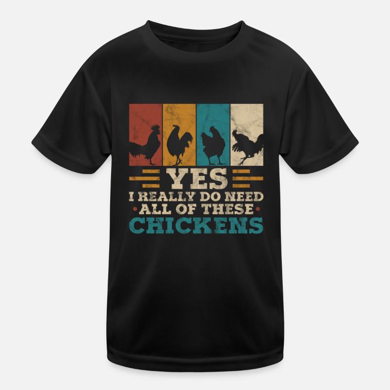 Huhn - Kinder Funktions-T-Shirt - Schwarz