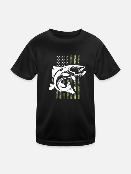 Pêcheur USA Fishing America Fishermen Fishing Gift - T-shirt sport Enfant - noir - Devant