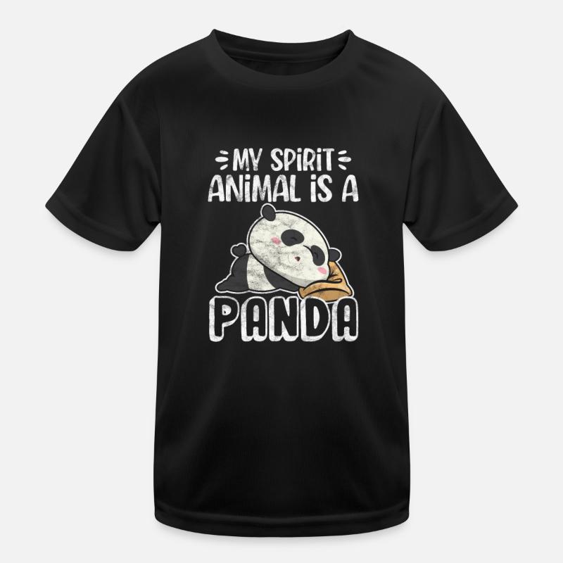 Panda - Kinder Funktions-T-Shirt - Schwarz