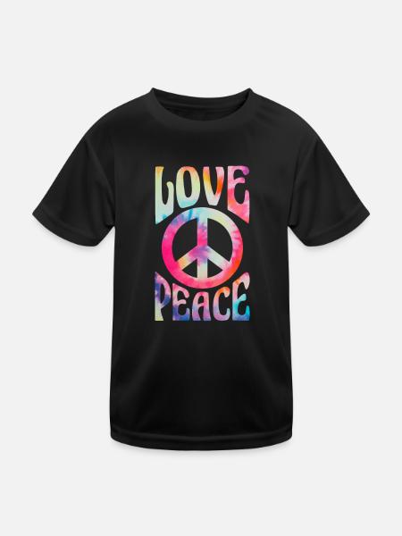 Hippie Peace Flower Power Amour Paix Cadeau - T-shirt sport Enfant - noir - Devant