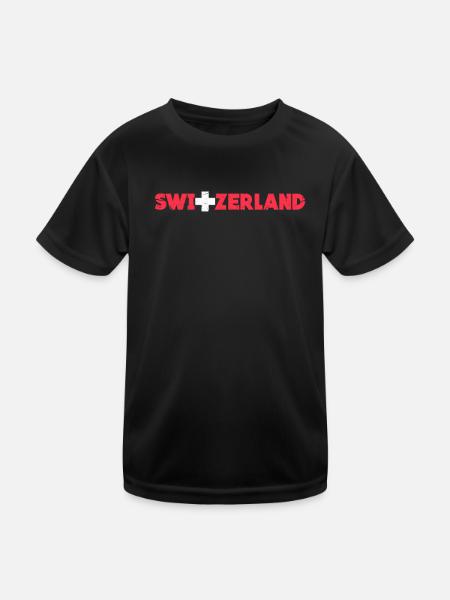 Switzerland Swiss Swiss Alps Gift - Kids Functional T-Shirt - black - Front