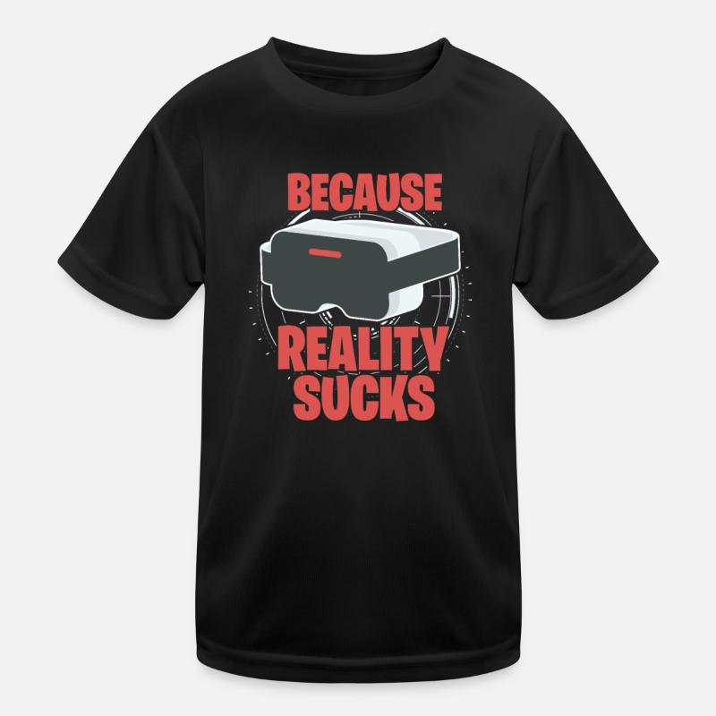 VR Virtual Reality - Kinder Funktions-T-Shirt - Schwarz