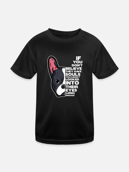 Boston Terrier Hund Hunde Hundeliebhaber Geschenk - Kinder Funktions-T-Shirt - Schwarz - Vorne