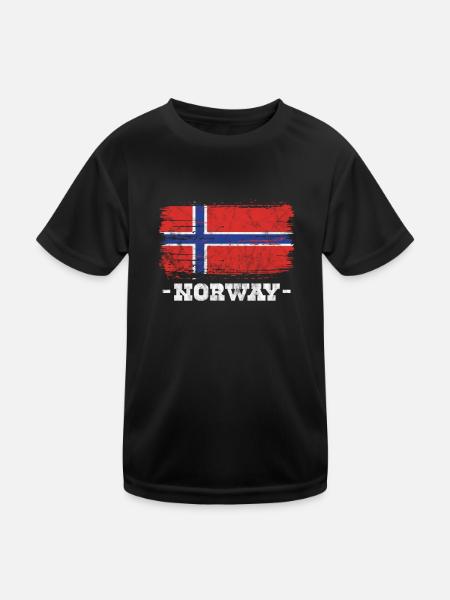 Norwegen Skandinavien Norge Norweger Geschenk - Kinder Funktions-T-Shirt - Schwarz - Vorne