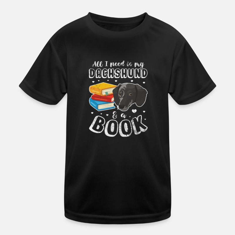Reading dachshunds - Kids Functional T-Shirt - black