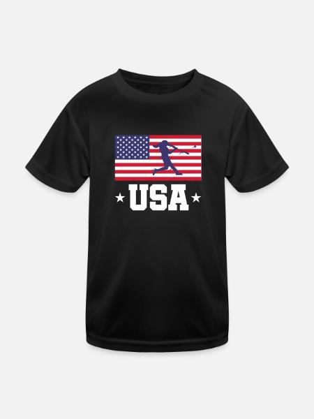 Softball USA Baseball Amerika Pitcher Geschenk - Kinder Funktions-T-Shirt - Schwarz - Vorne