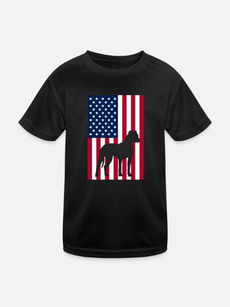 Boxer USA Dog Dogs German Boxer Gift - Kids Functional T-Shirt - black - Front