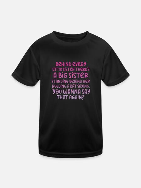 Grande sœur Frère frères et sœurs Cadeau - T-shirt sport Enfant - noir - Devant