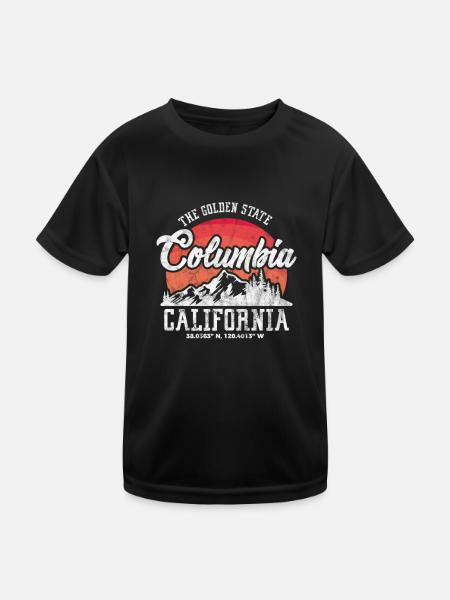 Columbia California USA Holidays America Gift - Kids Functional T-Shirt - black - Front