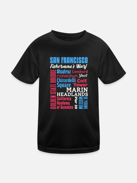 San Francisco - Kinder Funktions-T-Shirt - Schwarz - Vorne