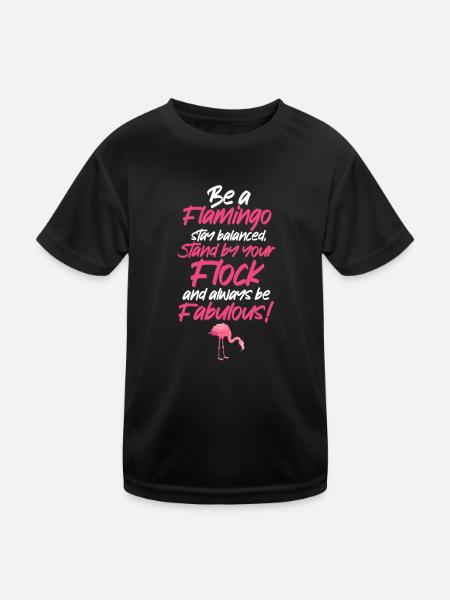 Flamingo Pink Vogel Zoo Sommer Urlaub Geschenk - Kinder Funktions-T-Shirt - Schwarz - Vorne