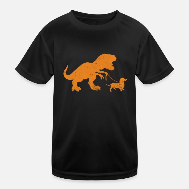Dackel T-Rex Kinder Funktions-T-Shirt