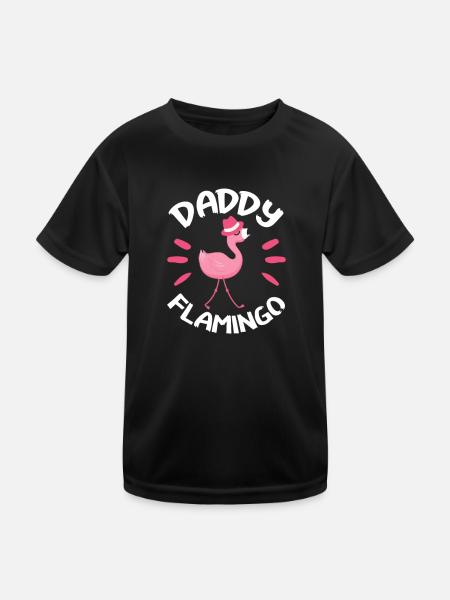 Flamingo Vater Pink Vogel Vatertag Geschenk - Kinder Funktions-T-Shirt - Schwarz - Vorne