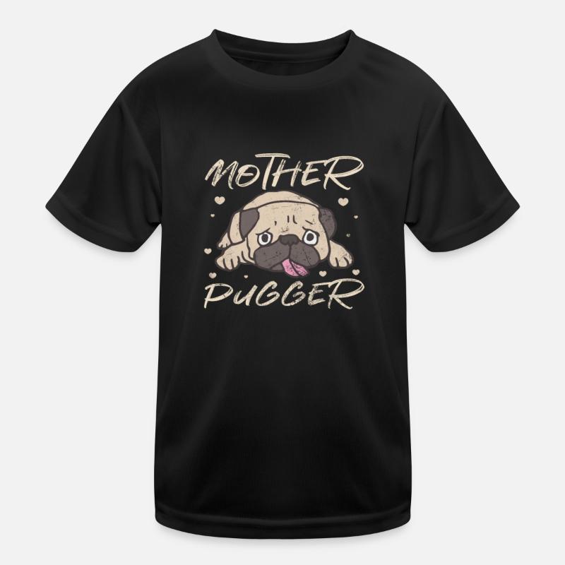 Mops - Kinder Funktions-T-Shirt - Schwarz