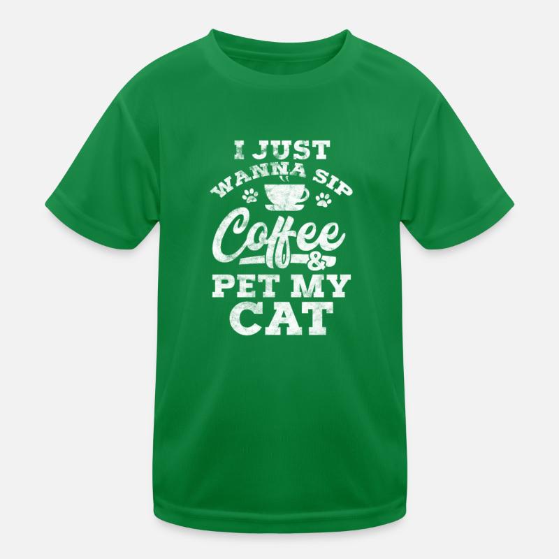 Coffee Cat Kids Functional T-Shirt
