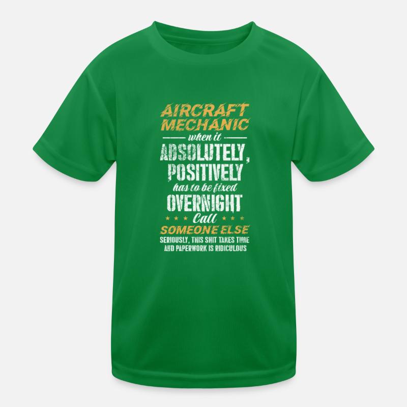 Aircraft Mechanic Aviation Airplane Gift Kids Functional T-Shirt