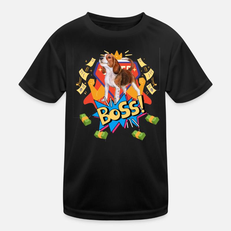 Beagle Boss - Kinder Funktions-T-Shirt - Schwarz