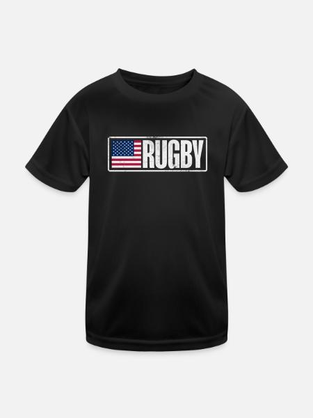 Rugby Verein Rugbyteam Football Sport Geschenk - Kinder Funktions-T-Shirt - Schwarz - Vorne