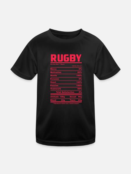 Rugby - Kinder Funktions-T-Shirt - Schwarz - Vorne