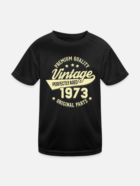 1973 - Kinder Funktions-T-Shirt - Schwarz - Vorne
