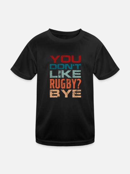 Rugby Verein Rugbyteam Football Sport Geschenk - Kinder Funktions-T-Shirt - Schwarz - Vorne