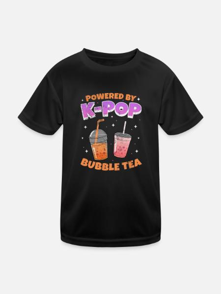 Bubble Tea Boba Tea Kawaii Geschenk - Kinder Funktions-T-Shirt - Schwarz - Vorne
