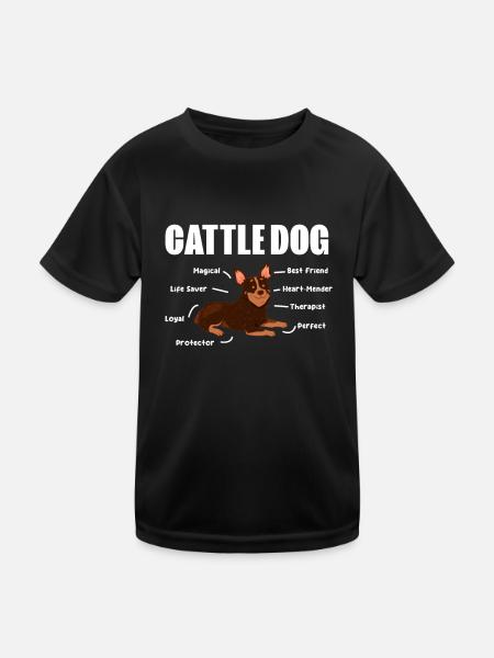 Australian Cattle Dog Hund Hunde Geschenk - Kinder Funktions-T-Shirt - Schwarz - Vorne