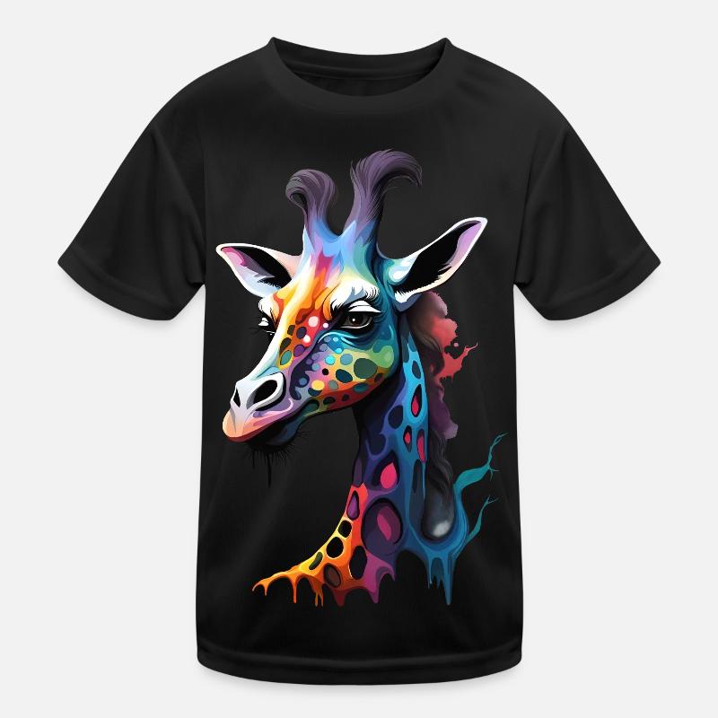 Giraffe, colorful - Kids Functional T-Shirt - black