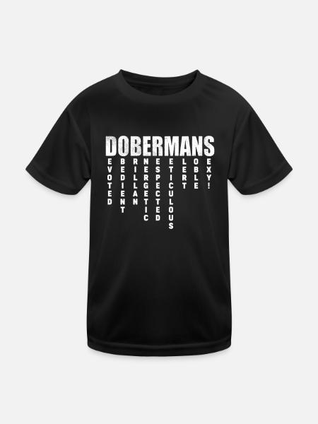 Doberman chien chiens cadeau pour animaux de compagnie - T-shirt sport Enfant - noir - Devant